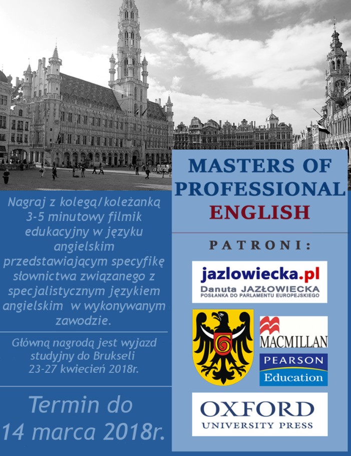 Plakat konkursu Masters of professional English